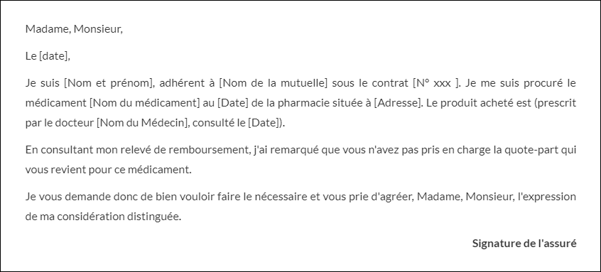 lettre de demande de remboursement